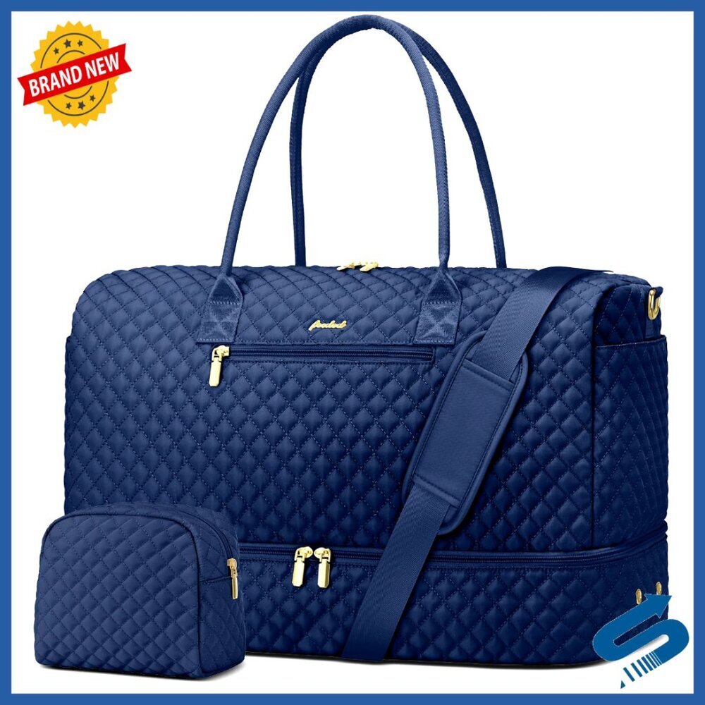 Large Travel Duffel Bag with Shoe Compartment Laptop Pocket Toiletry Bag